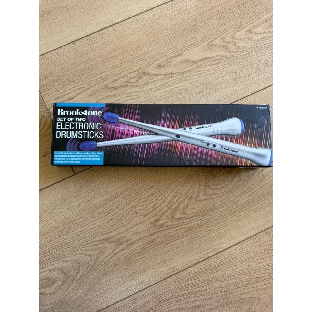 Brookstone Electronic Drumsticks Set of 2 Silver LED Light Up SMBKN-70370 NIB